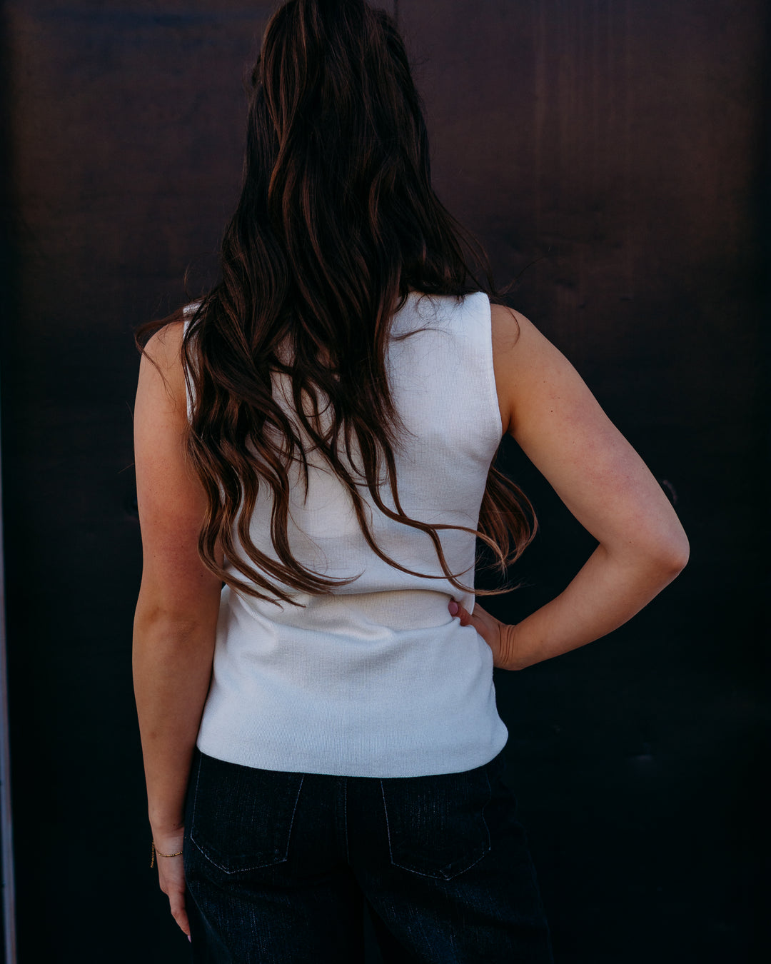 Frank Lyman: White Tank Top With Black Bow (254913) - The Vogue Boutique