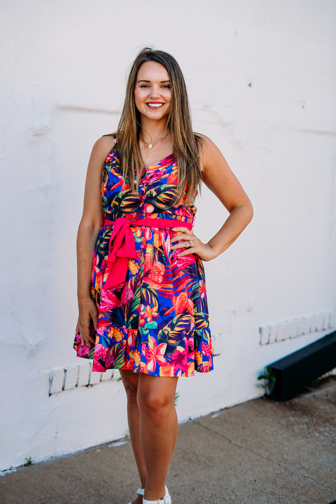 Joy Joy: Spagetti Strape Flounce Hem Dress in Hawaiian Bliss - The Vogue Boutique