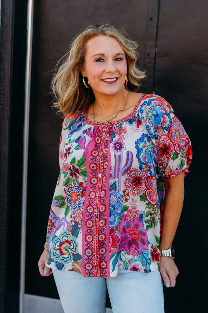 Johnny Was: Avah Button Down Shirt Kallie C15925-4 - The Vogue Boutique