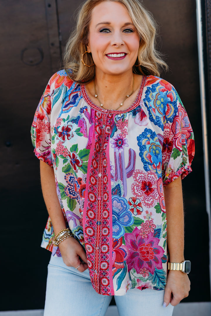 Johnny Was: Avah Button Down Shirt Kallie C15925-4 - The Vogue Boutique