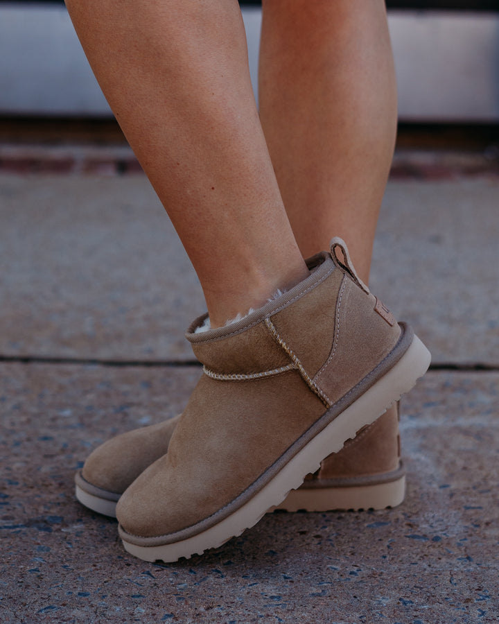 Ugg: Classic Ultra Mini in Sand - The Vogue Boutique