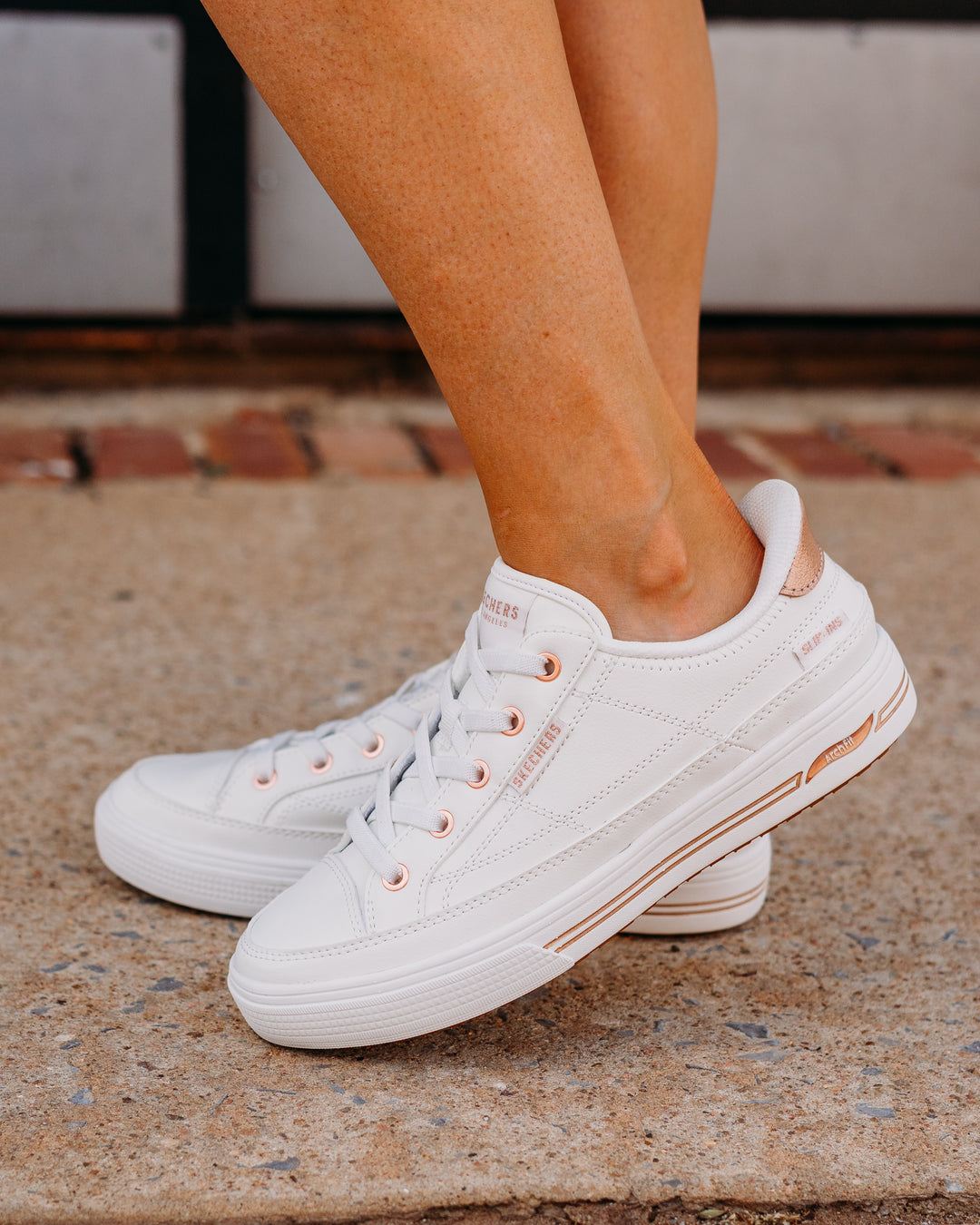 Skechers: Arch Fit Arcade- Catch Ya There in White - The Vogue Boutique