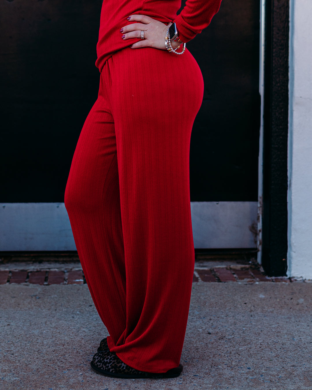 Z Supply: Luxe Pointelle Pant in Festive Red - The Vogue Boutique