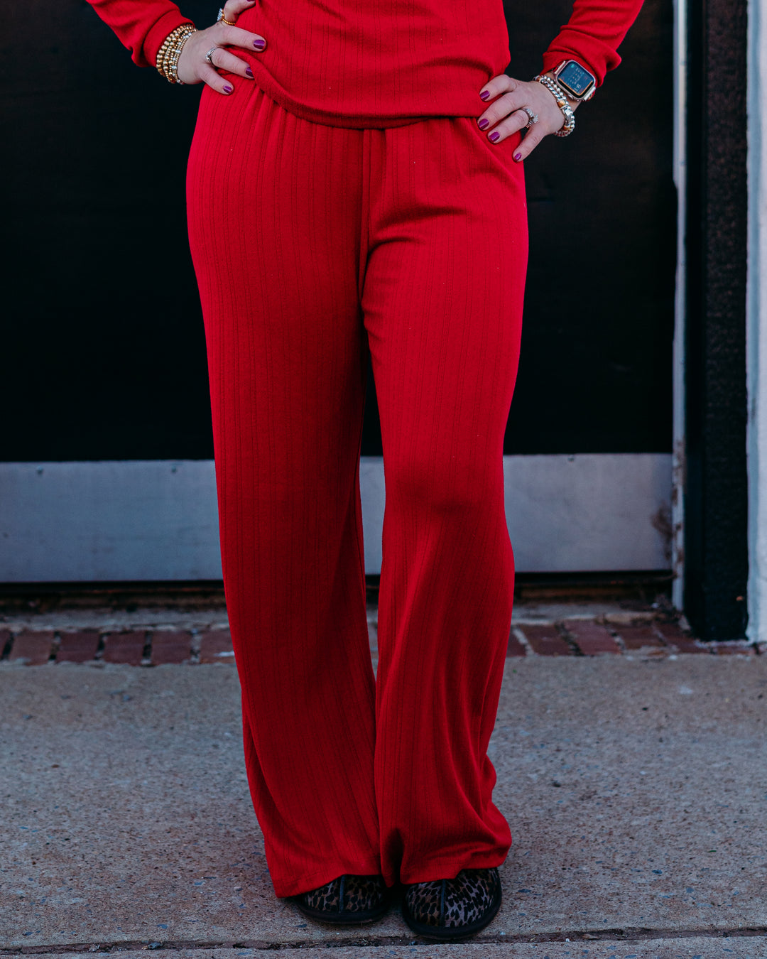 Z Supply: Luxe Pointelle Pant in Festive Red - The Vogue Boutique