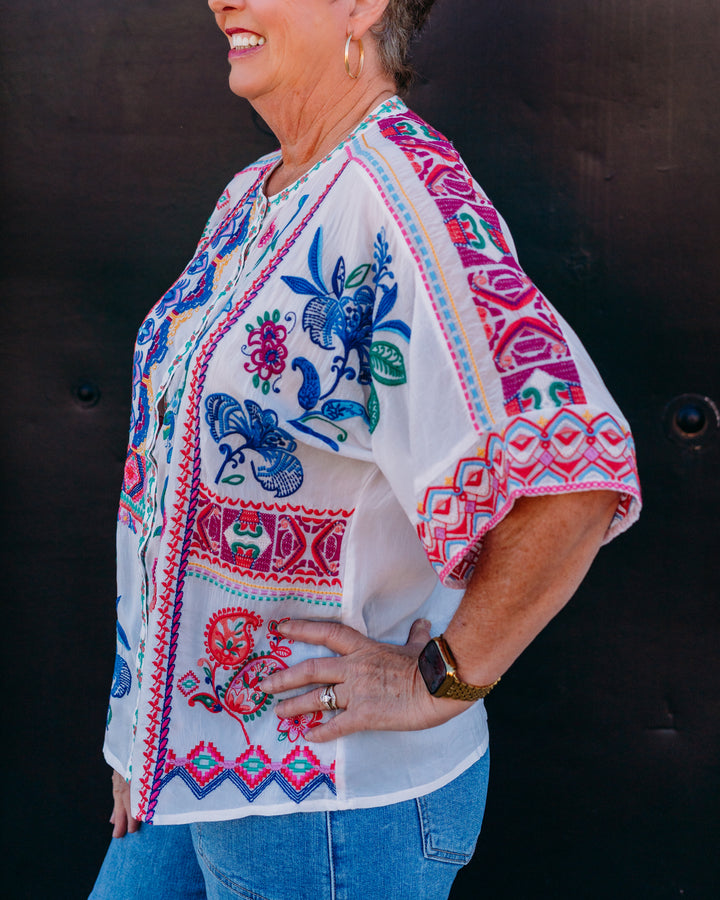 Johnny Was: Brony Blouse in Armeria White (C14726)