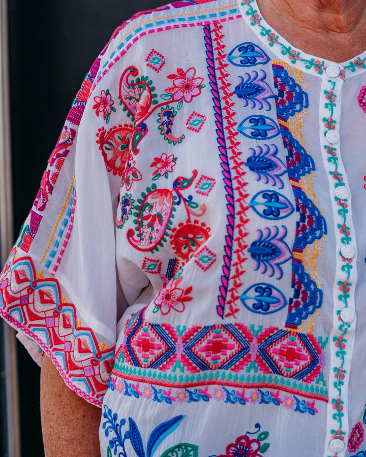 Johnny Was: Brony Blouse in Armeria White (C14726)
