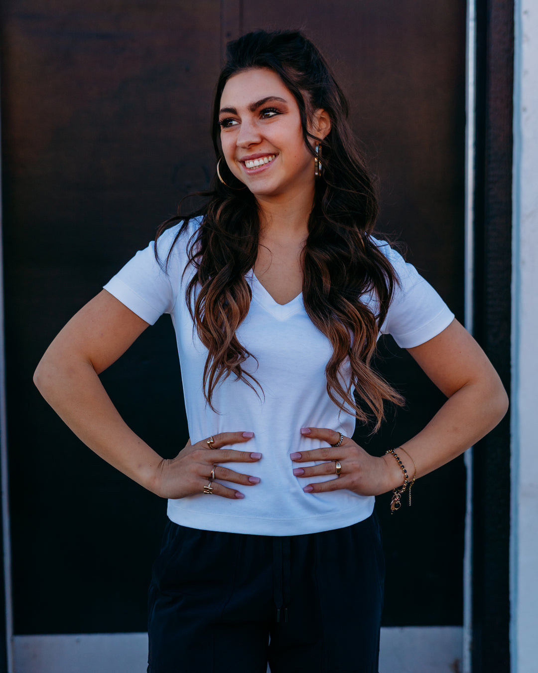Spanx: Cotton V-Neck Tee in Classic White - The Vogue Boutique