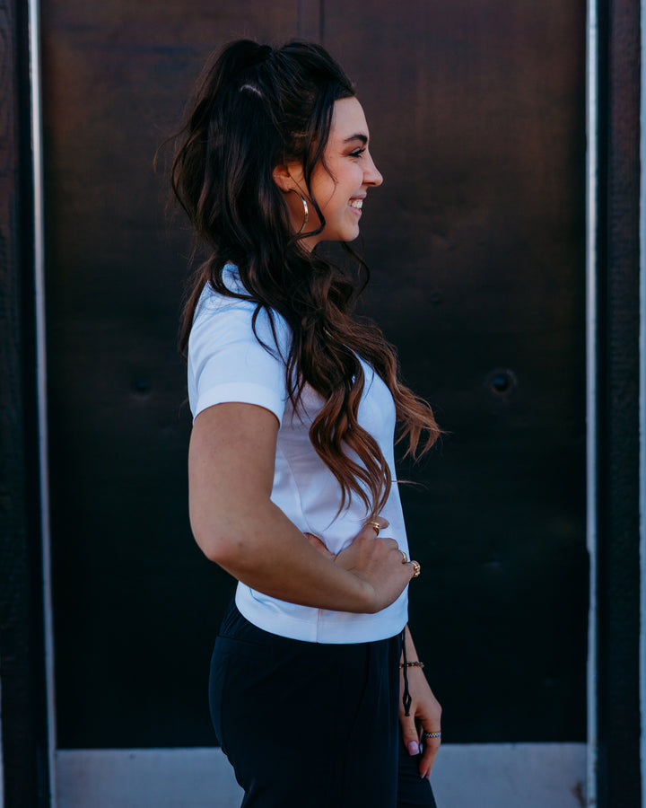 Spanx: Cotton V-Neck Tee in Classic White - The Vogue Boutique