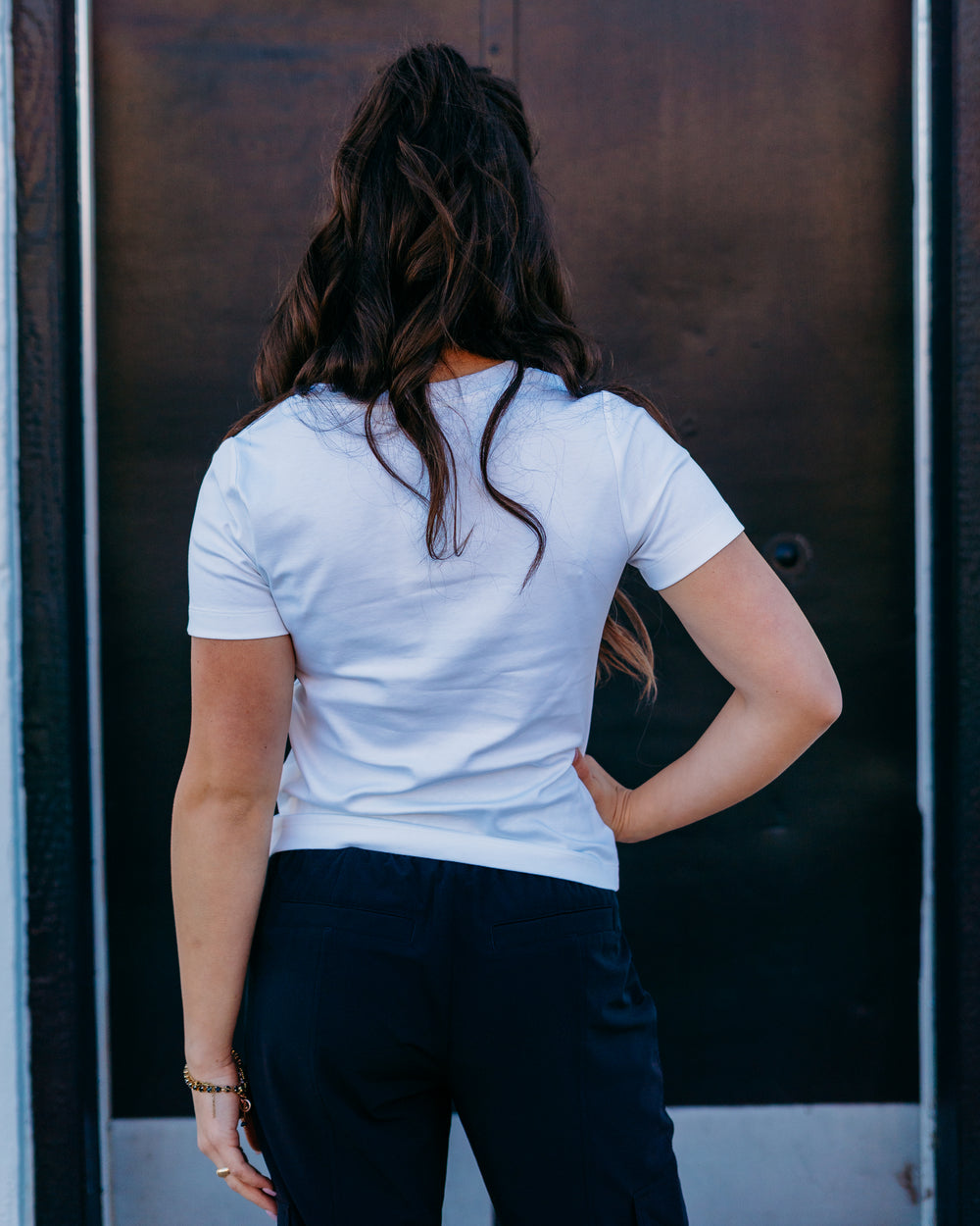 Spanx: Cotton V-Neck Tee in Classic White - The Vogue Boutique