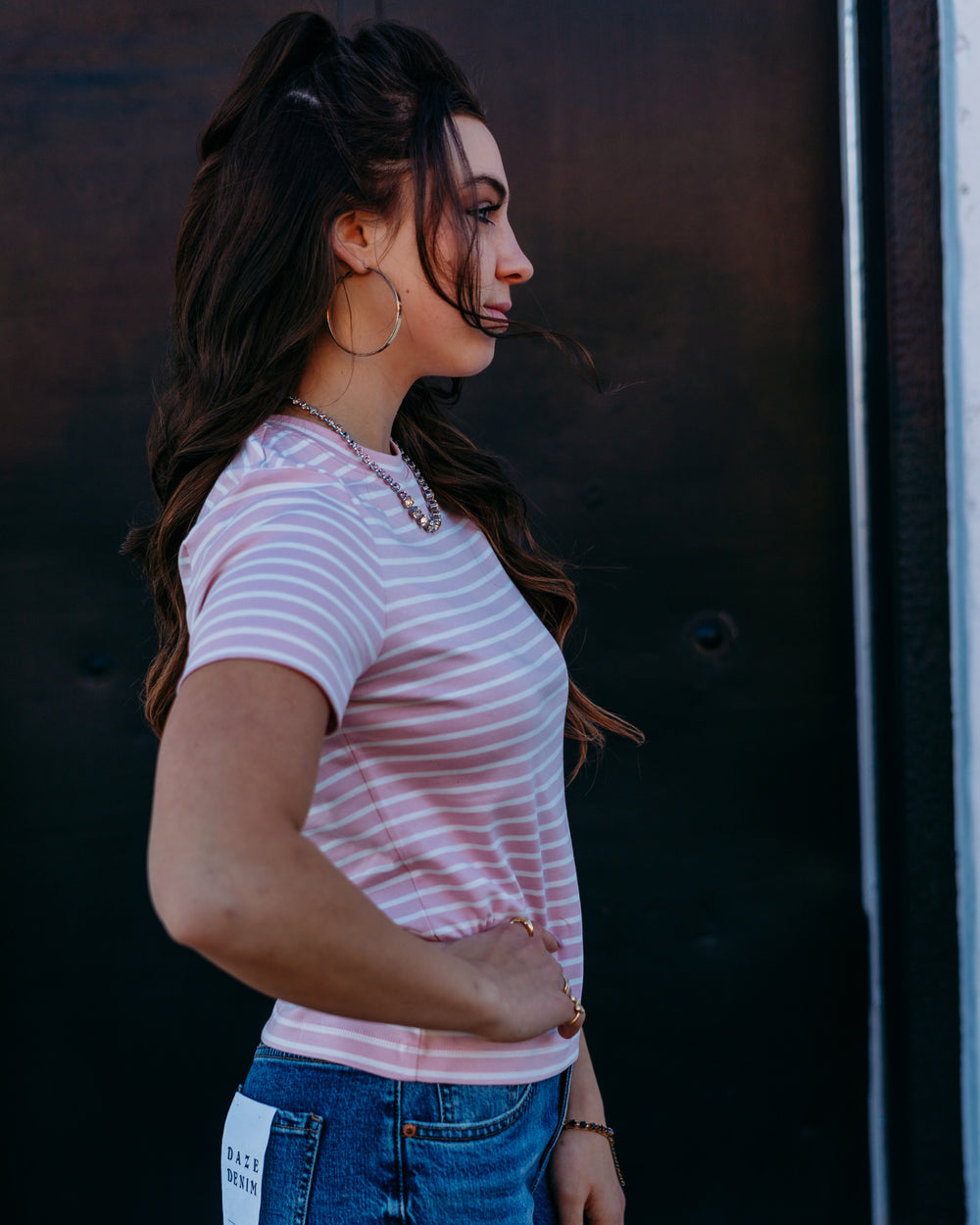 Spanx: Cotton Crewneck Tee in Fleur Stripe - The Vogue Boutique