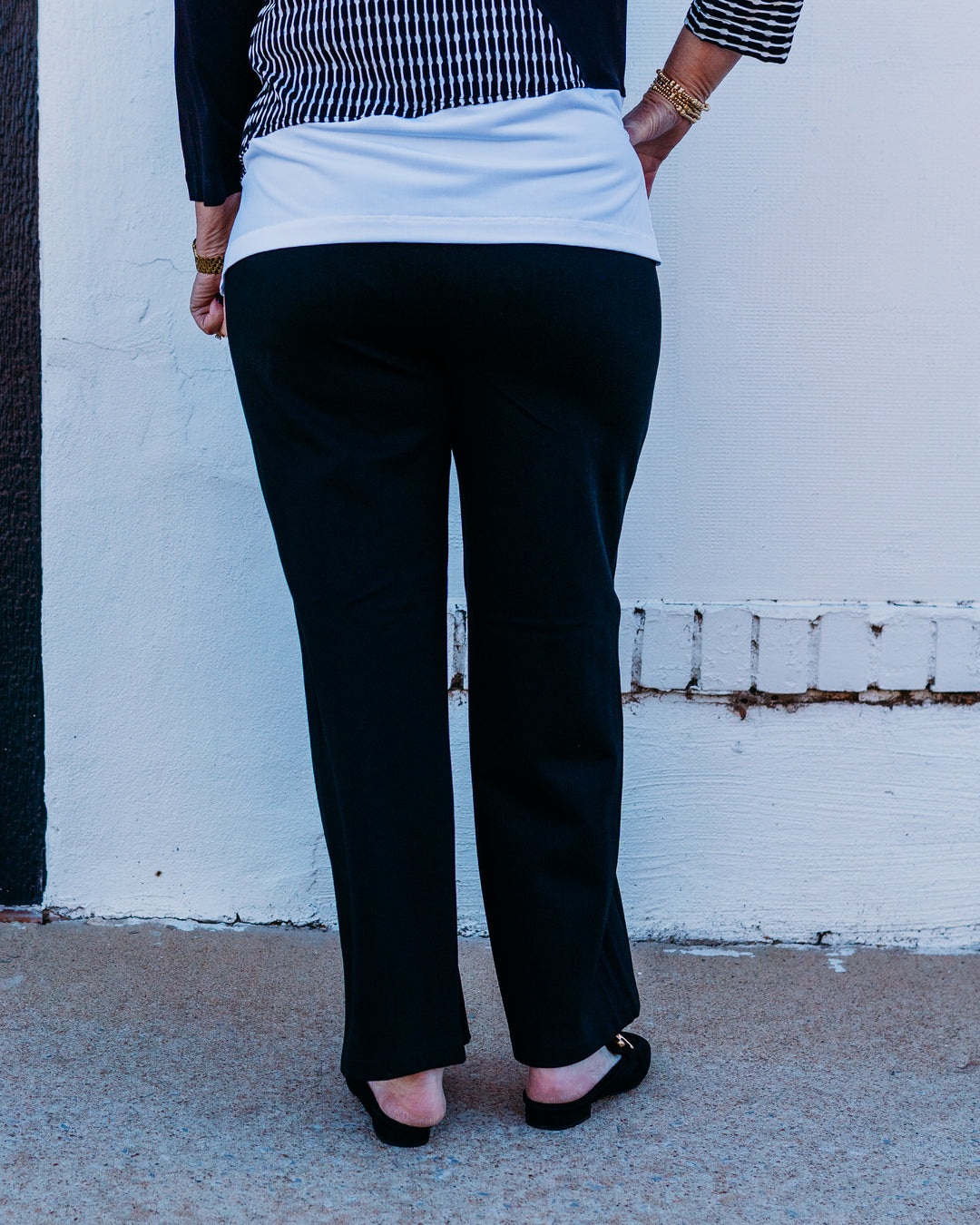 Multiples: Pull Over Elastic Waist Pintuck Front Wide Leg Crop Pant in Black (M35705PM) - The Vogue Boutique