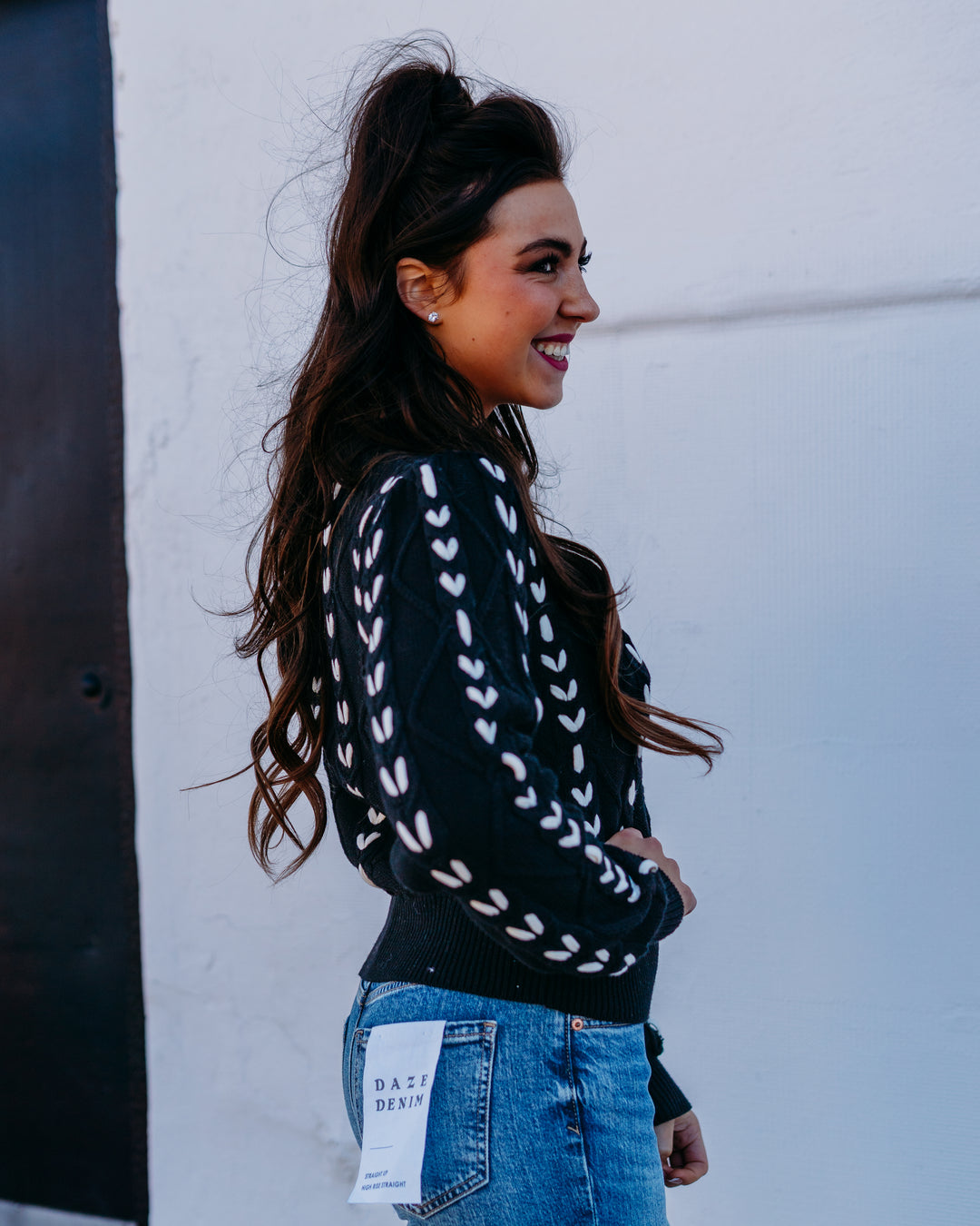 Another Love: Lexa Sweater in Black and Cream - The Vogue Boutique