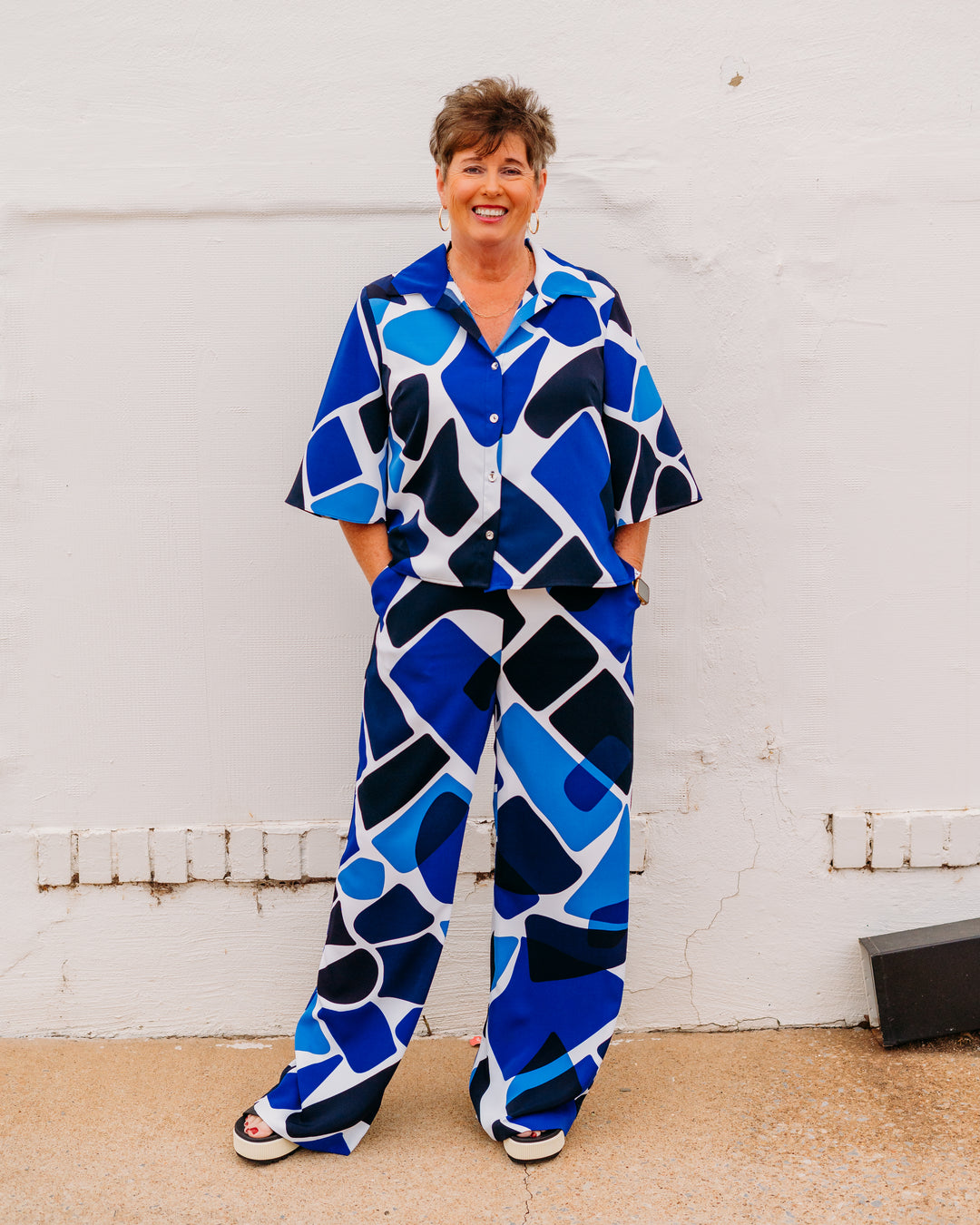 Jospeh Ribkoff: Recycled Woven Geometric Print Wide Leg Pull-On Pants (262155)