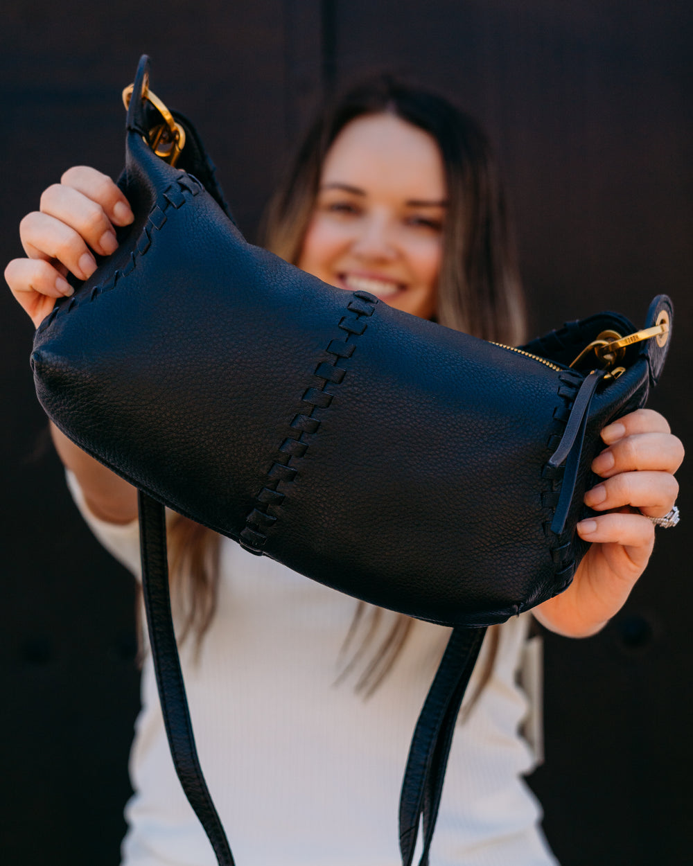 Hobo: Mini Shoulder Opal In Black (82536BLK) - The Vogue Boutique
