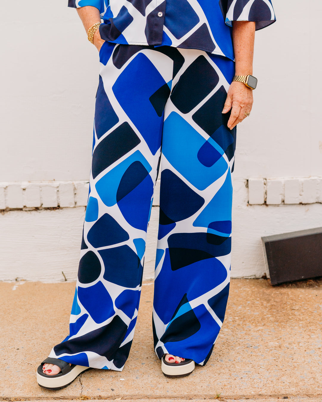 Jospeh Ribkoff: Recycled Woven Geometric Print Wide Leg Pull-On Pants (262155)