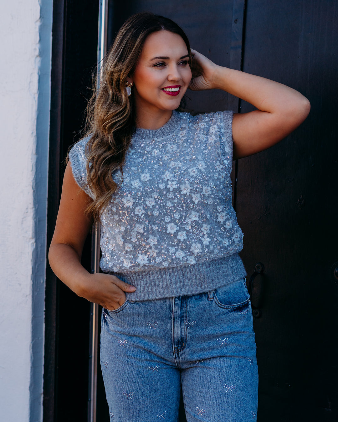 Design History: Beaded Vest in Silver Mist - The Vogue Boutique