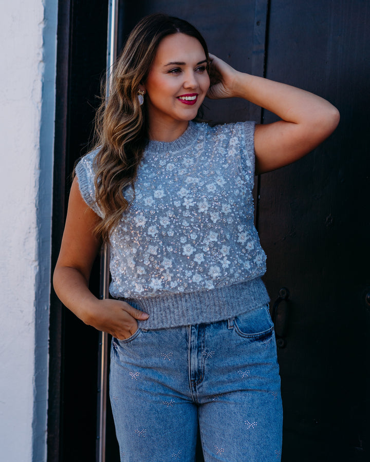 Design History: Beaded Vest in Silver Mist - The Vogue Boutique