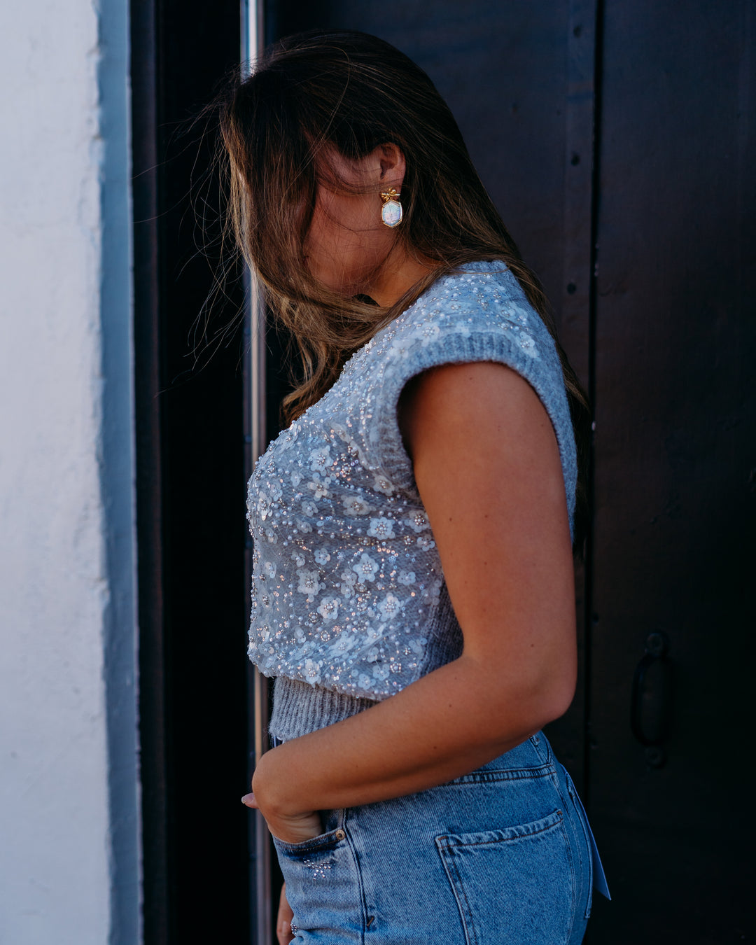 Design History: Beaded Vest in Silver Mist - The Vogue Boutique