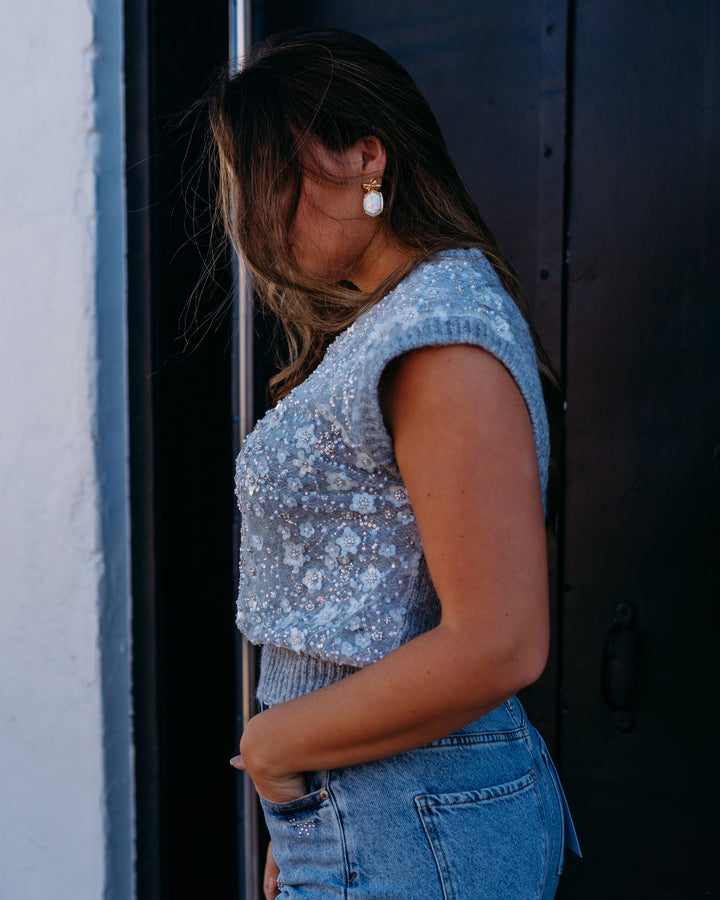 Design History: Beaded Vest in Silver Mist - The Vogue Boutique