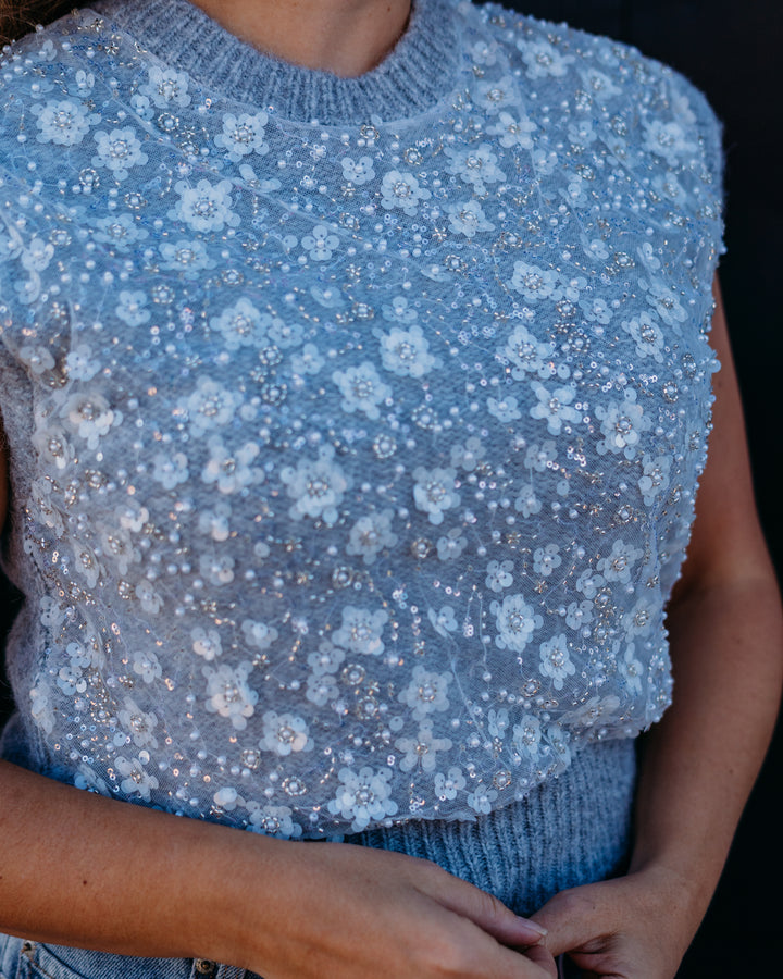 Design History: Beaded Vest in Silver Mist - The Vogue Boutique