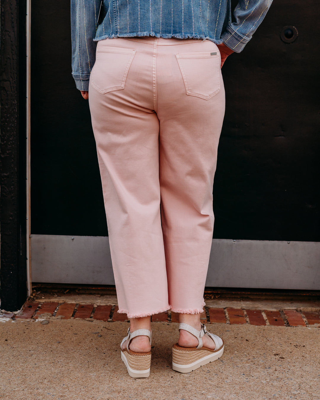Joseph Ribkoff: Claudia Culotte Jeans With Embellished Front Seam in Petal Pink (251901S26)