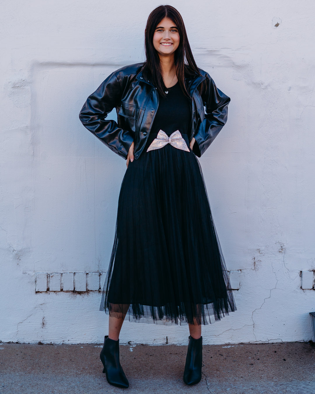 Elan: Black Faux Leather Jacket fl8258 - The Vogue Boutique