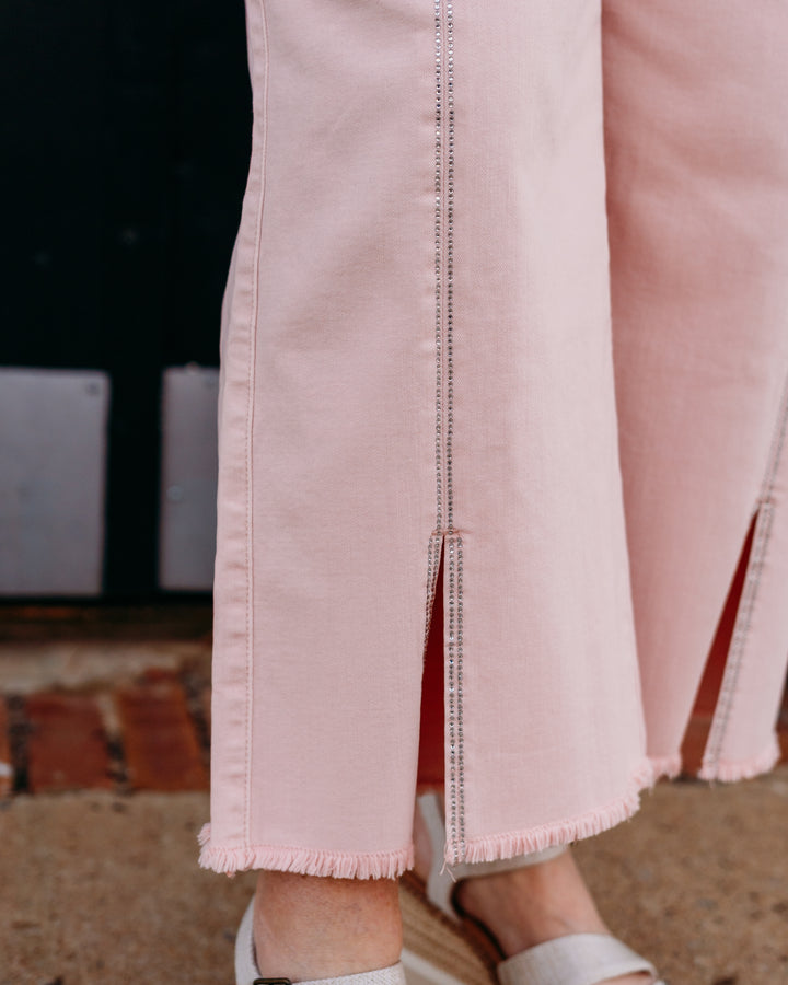 Joseph Ribkoff: Claudia Culotte Jeans With Embellished Front Seam in Petal Pink (251901S26)