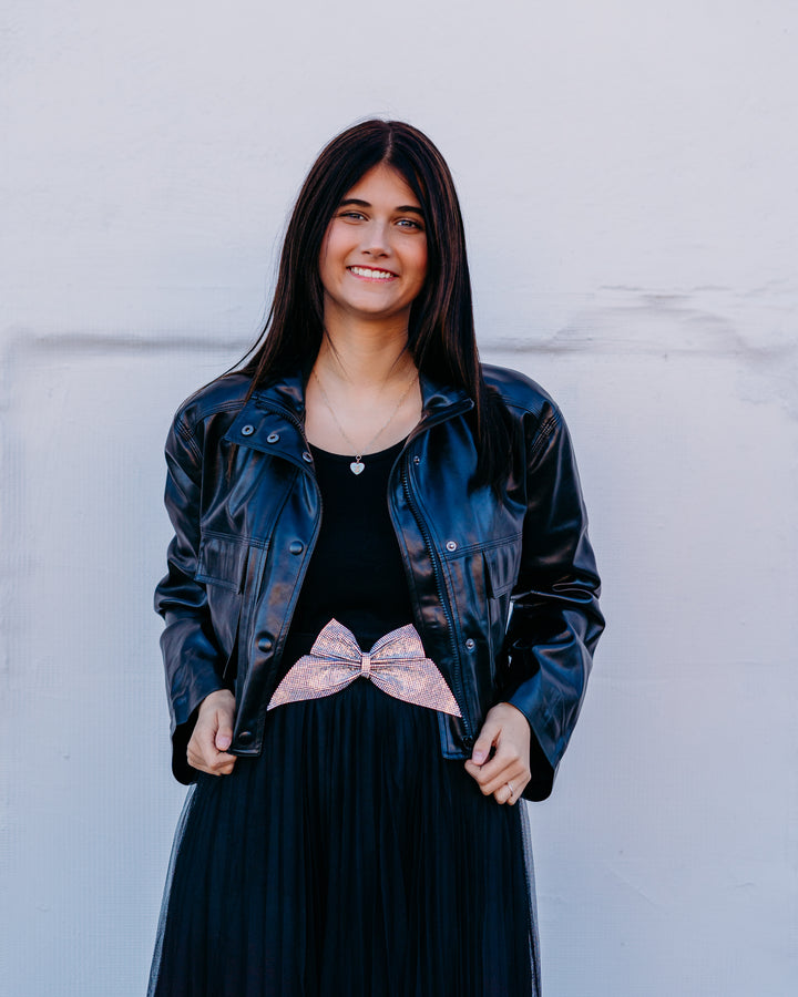 Elan: Black Faux Leather Jacket fl8258 - The Vogue Boutique