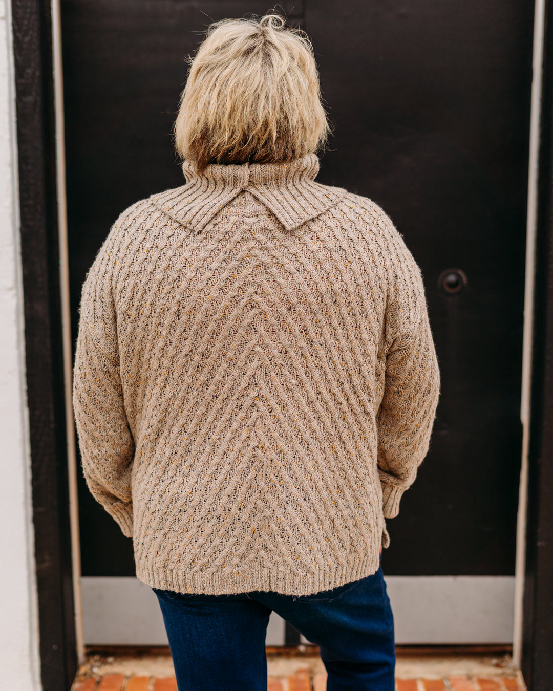 Charlie B: Diagonal Cable Sweater in Cream - The Vogue Boutique