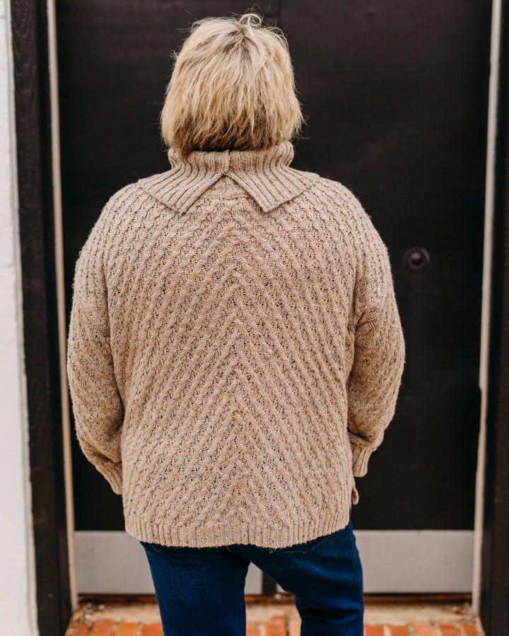 Charlie B: Diagonal Cable Sweater in Cream - The Vogue Boutique