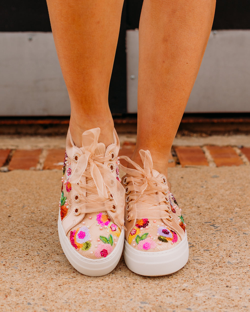 Betsey Johnson: SB - Bonny Nude Floral Tennis Shoe - The Vogue Boutique