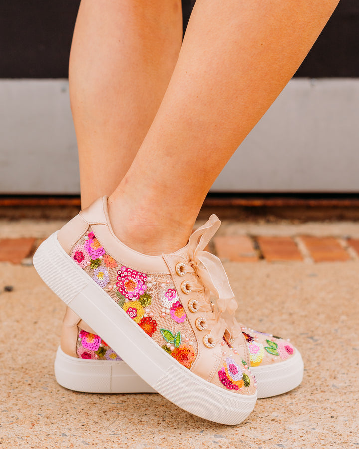 Betsey Johnson: SB - Bonny Nude Floral Tennis Shoe - The Vogue Boutique