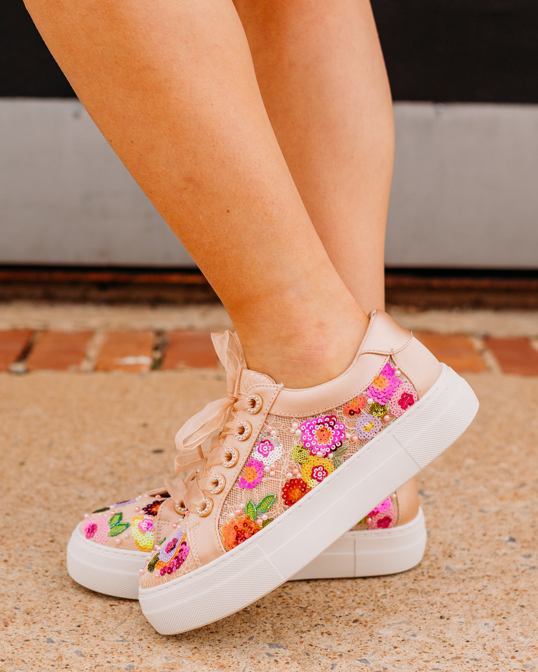 Betsey Johnson: SB - Bonny Nude Floral Tennis Shoe - The Vogue Boutique