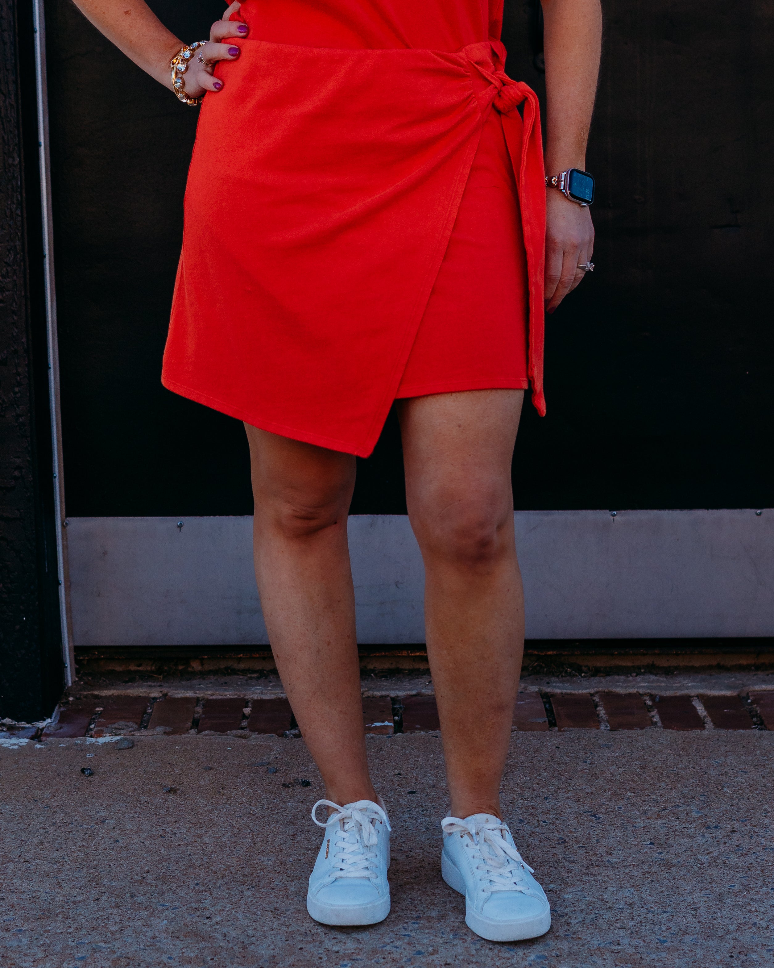 Sora Mini Skirt in Lychee - Soft Jersey Knit with Adjustable Side Tie