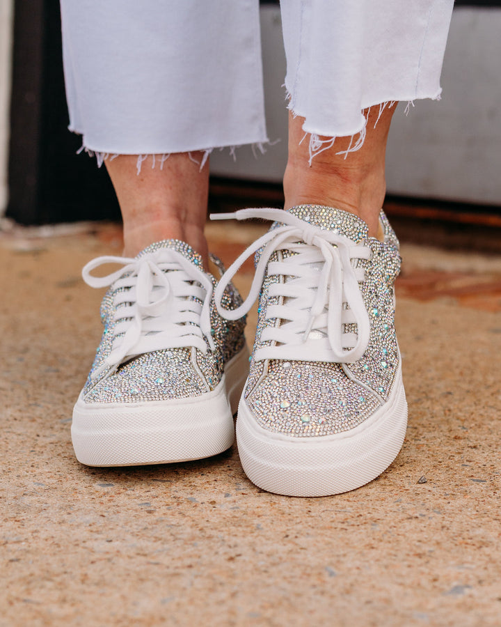 Betsey Johnson: Sidney Tennis Shoes in Rhinestone (SB-SIDNY998055)