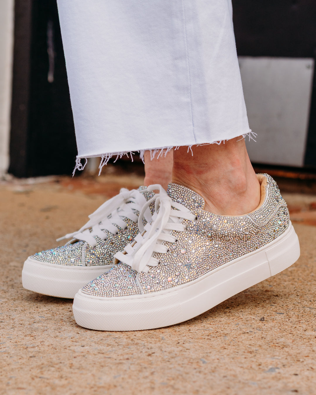 Betsey Johnson: Sidney Tennis Shoes in Rhinestone - The Vogue Boutique