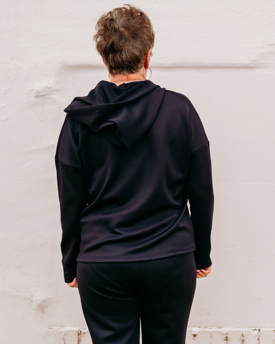 Frank Lyman: Black Knit Top Hoodie 253776 - The Vogue Boutique