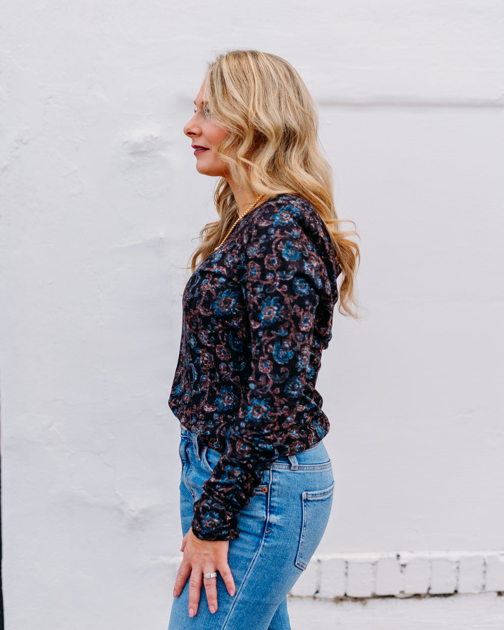 French Dressing Jeans: Black Crest Floral Long Sleeve Top 3184508 - The Vogue Boutique