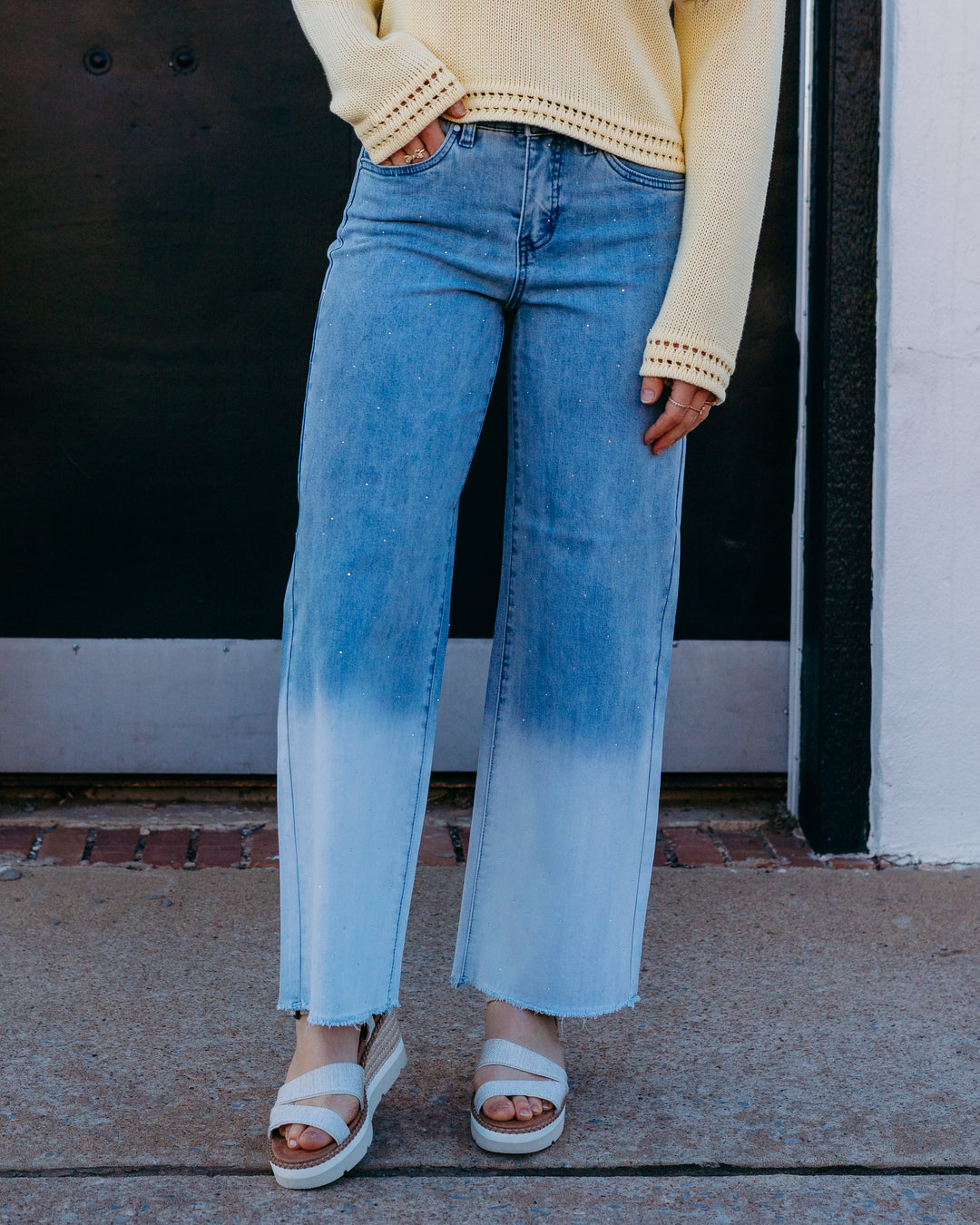 french dressing jeans Olivia Wide Cuffed Ankle Denim in Medium Wash 28 inches / Front rise FDJ French Dressing Suzanne Cuffed