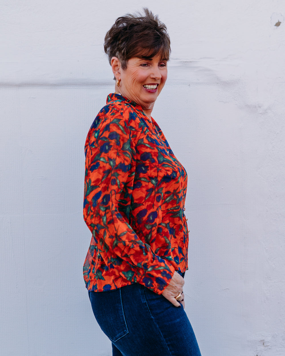 Joy Joy: Front Split Button Top in Marigold (75K4920) - The Vogue Boutique