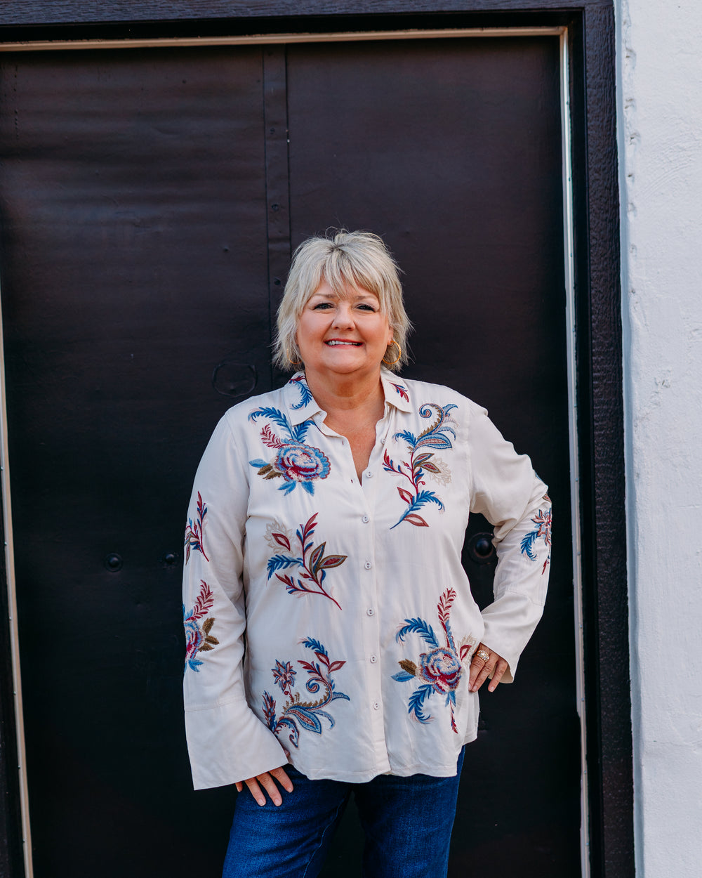 Johnny Was: Vintage Button Down Shirt in Shell - The Vogue Boutique