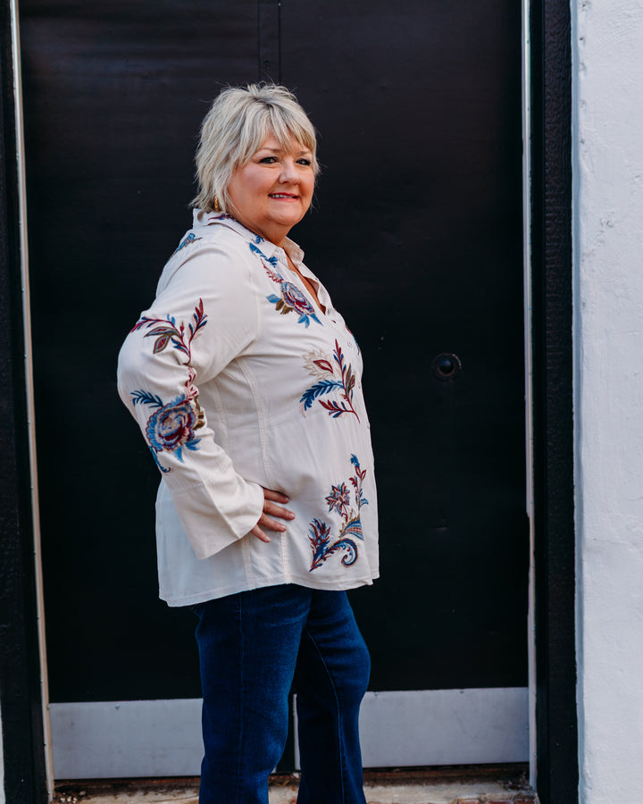 Johnny Was: Vintage Button Down Shirt in Shell - The Vogue Boutique