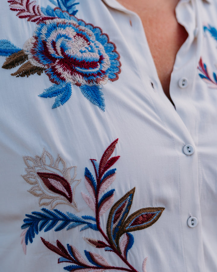 Johnny Was: Vintage Button Down Shirt in Shell - The Vogue Boutique
