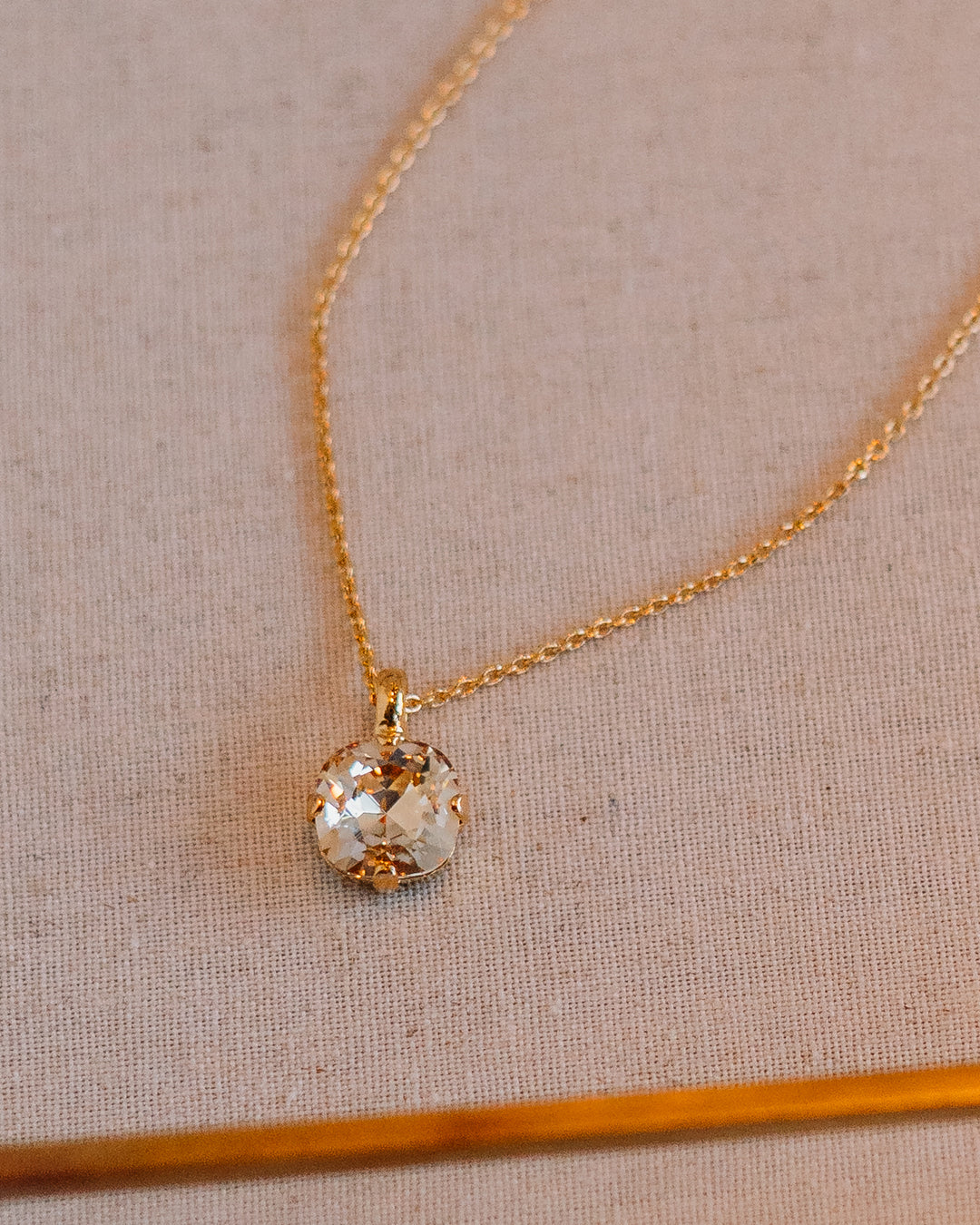 Mariana: Clear One Stone Large Necklace - N-5326/4-001MOL-YG - The Vogue Boutique