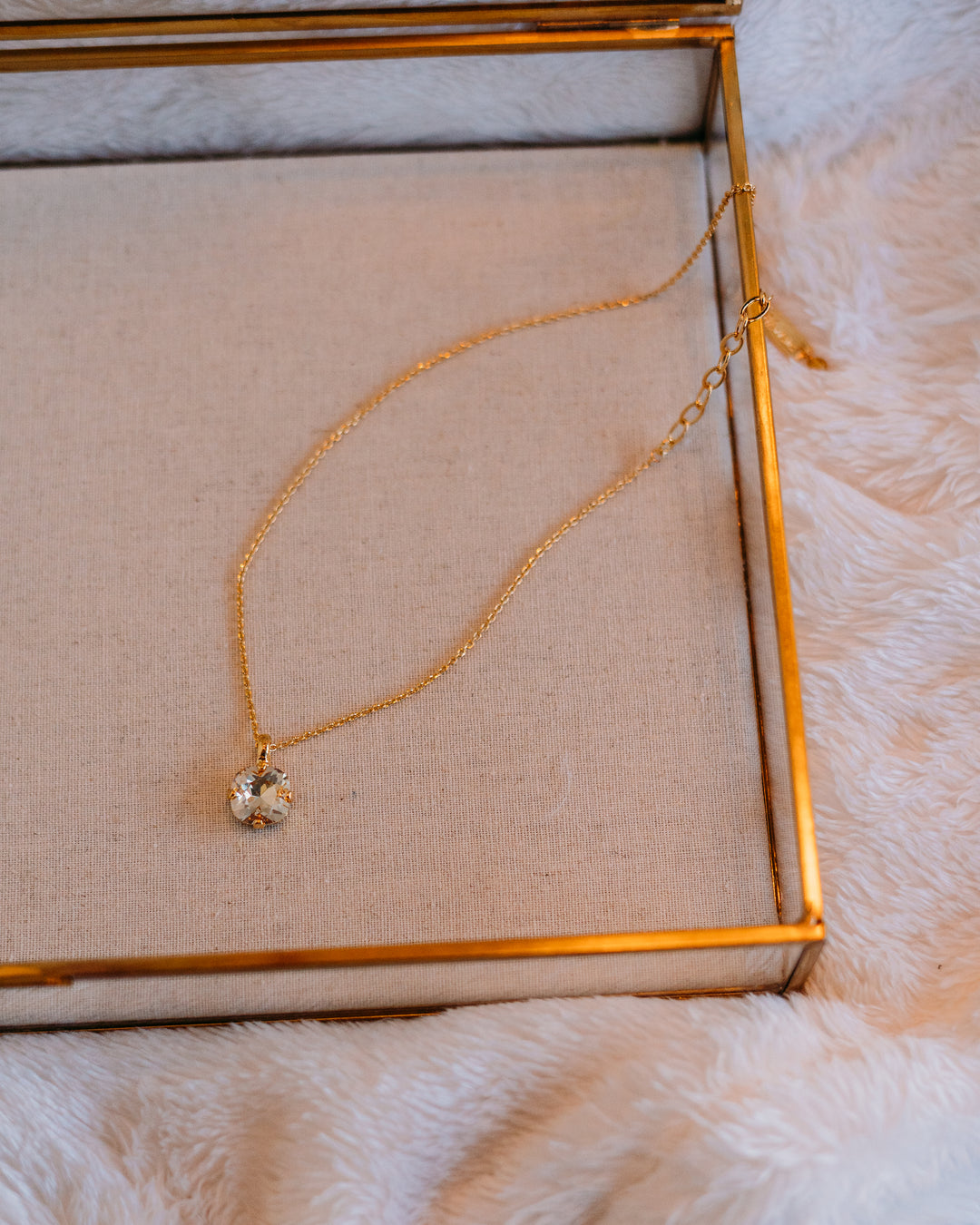 Mariana: Clear One Stone Large Necklace - N-5326/4-001MOL-YG - The Vogue Boutique