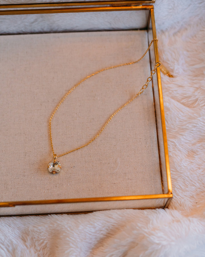 Mariana: Clear One Stone Large Necklace - N-5326/4-001MOL-YG - The Vogue Boutique