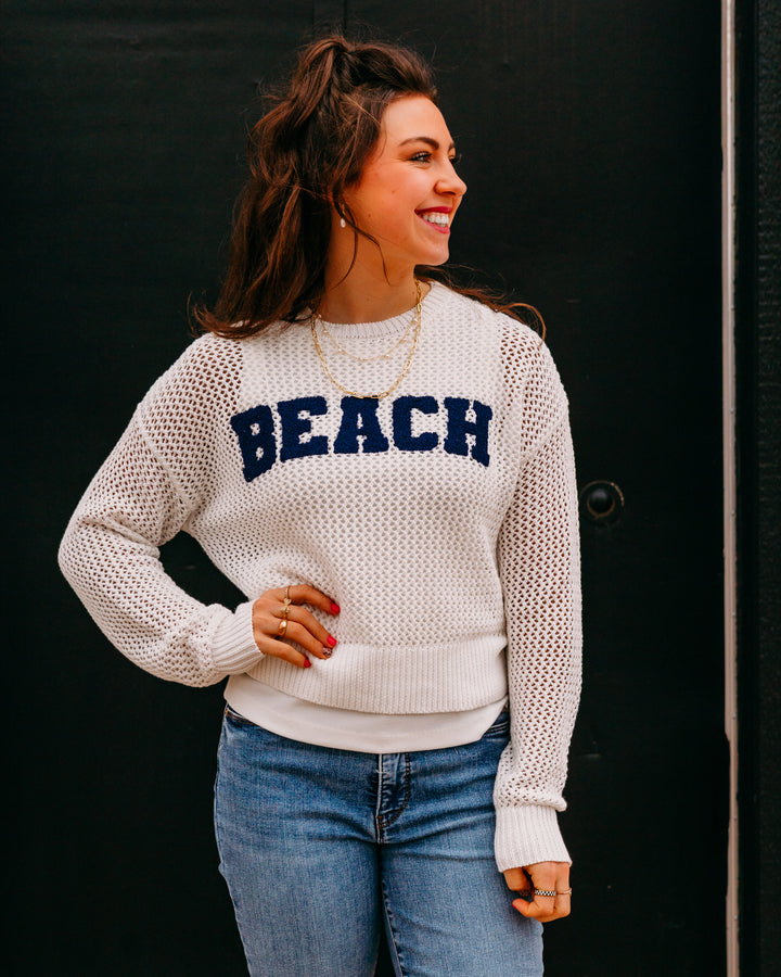 Z Supply: Open Beach Sweater in White - The Vogue Boutique