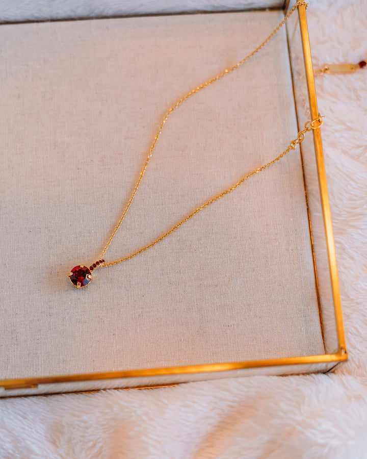 Mariana: Siam Red One Stone Necklace in Gold - N-5056-208208-YG - The Vogue Boutique