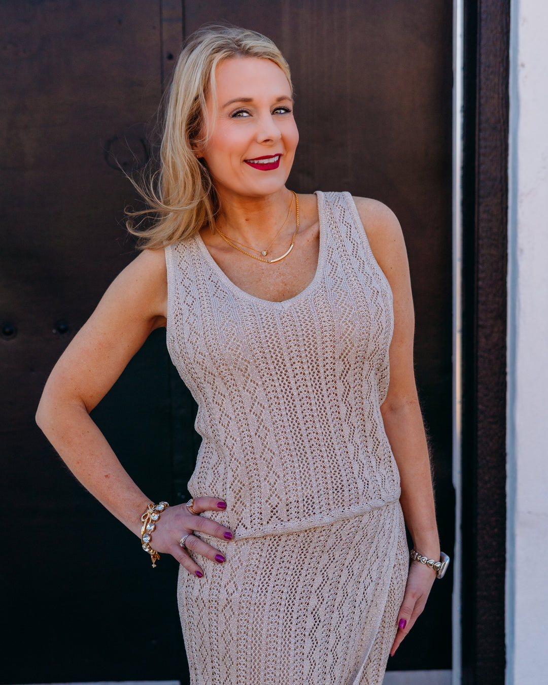 Z Supply: Glimmer Sweater Tank in Gold Metallic (ZW262727) - The Vogue Boutique