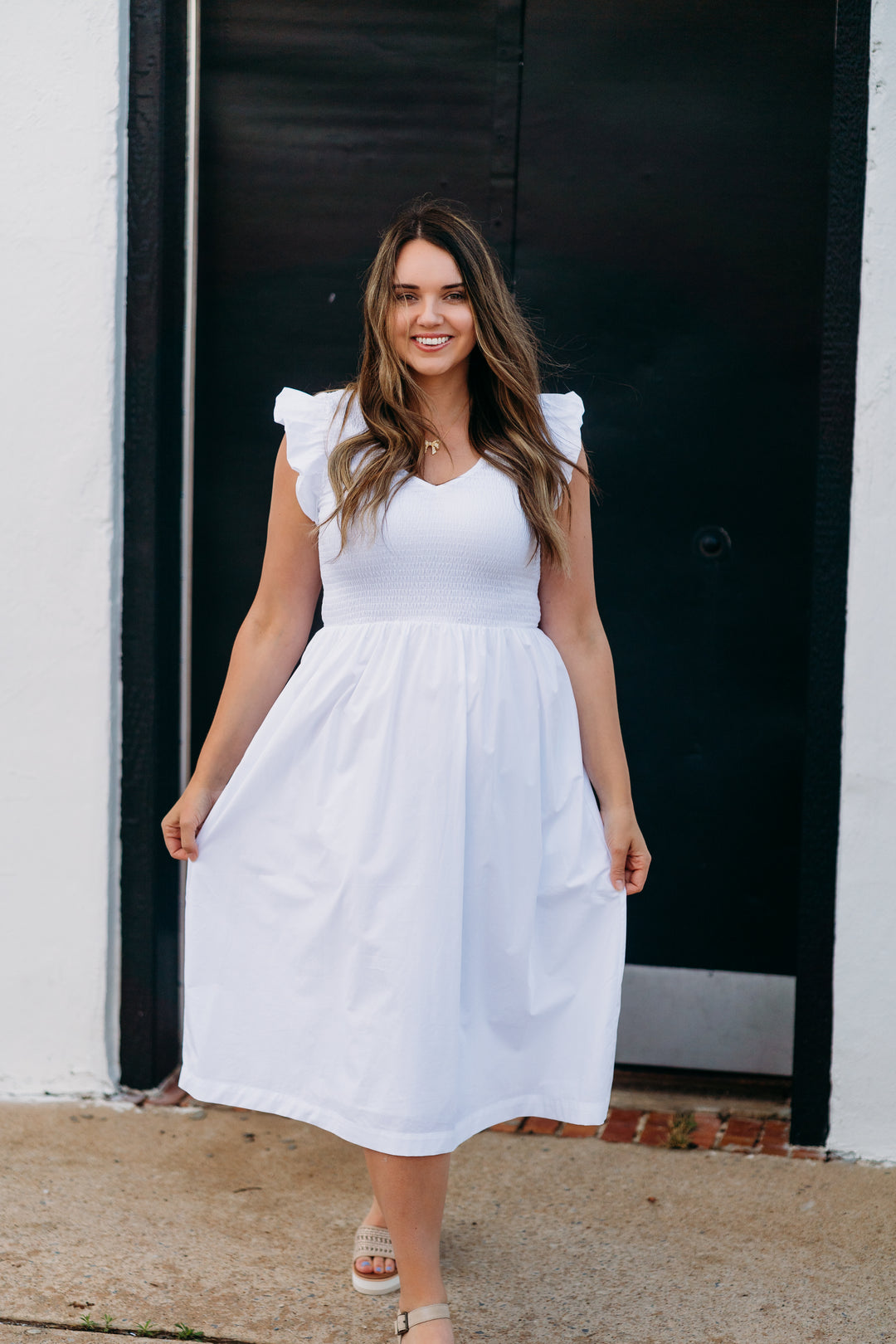 Steve Madden: Gray Dress in White White - The Vogue Boutique